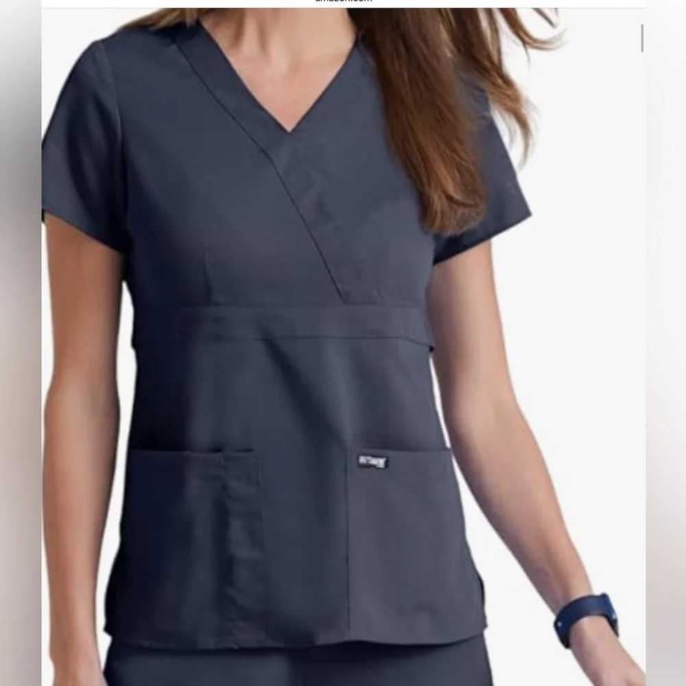 BARCO Grey's Anatomy - Riley V-Neck Super-Soft Scrub Top,Steel, Small, NWT